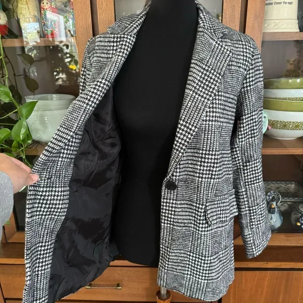 BOOHOO HOUNDSTOOTH CHECK WOOL LOOK BLAZER COAT - Image 6