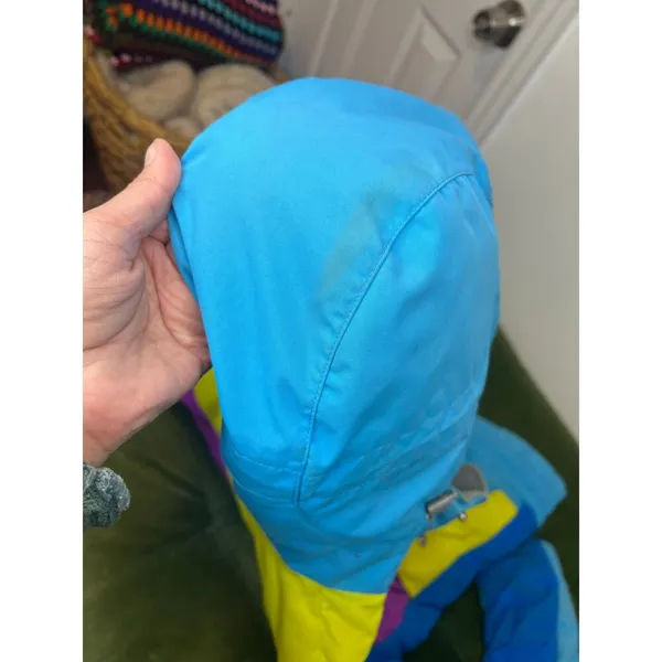 Rare vintage The North Face Jitterbug down jacket in bold blue, pink and yellow - Image 11