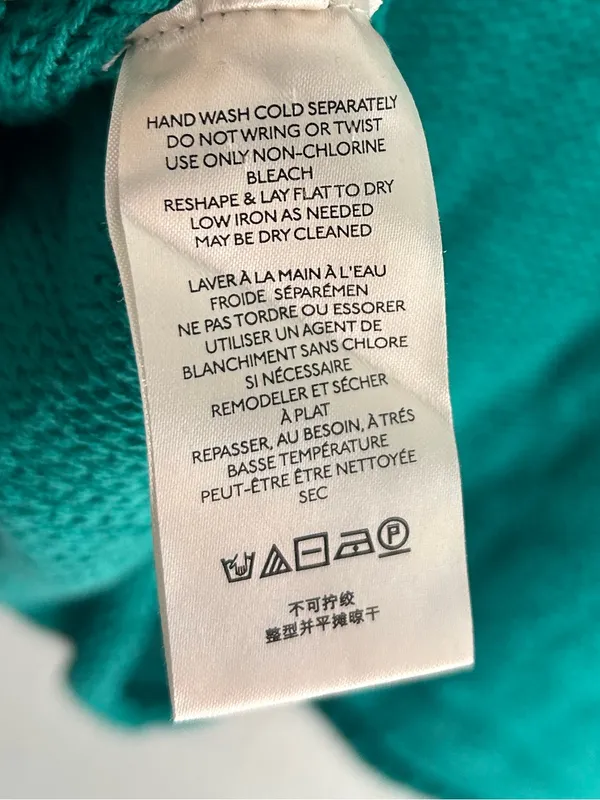 Free People Inside Out Pullover Teal Turquoise Cotton Slouchy Cropped Sweater XL - Image 6