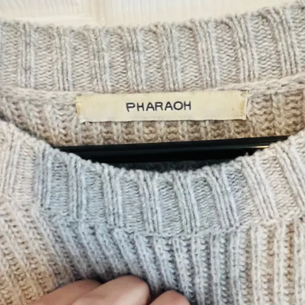 PHARAOH Knit Sweater Grey Wool Cashmere Blend Cropped Pullover Quiet Luxury M - Image 4