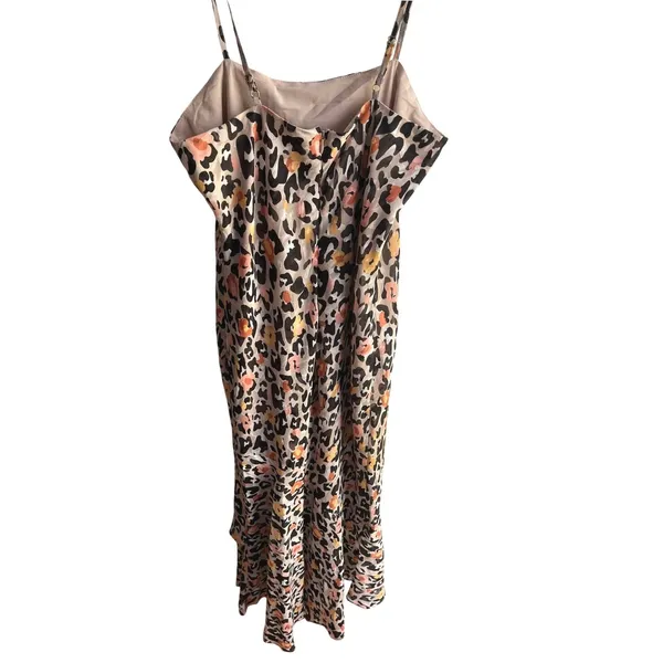 Anthropologie Hutch Animal Print Satin High-Low Slip Ruffle‎ Hem Dress Sz Small - Image 5