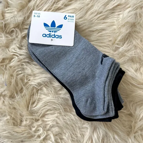 NWT 6-pair pack of gray black Adidas no-show socks Size 5 - 10 - Image 2