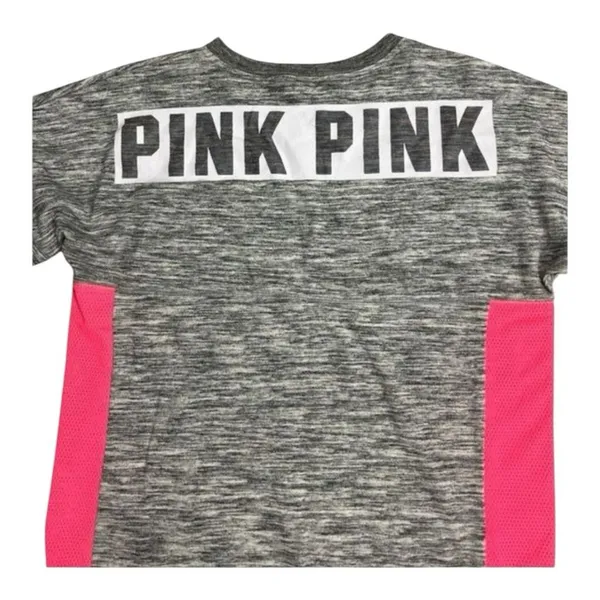 Victoria's Secret PINK Bling Holographic Foil Varsity Crew Sweatshirt Large Grey - Image 8