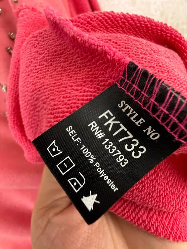 POL Pink Rhinestone Stud Accent Pocket Sweatshirt - Size - Medium - Image 8