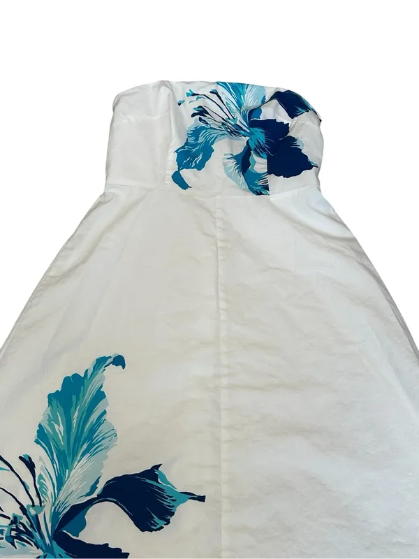 Vintage Y2K Express Strapless Midi Dress Floral Cocktail Party Summer Vacation - Image 3