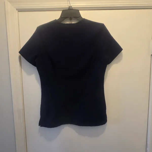 FIGS Navy V-Neck Scrub Top with Chest Pocket - Image 3