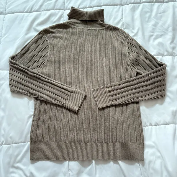 Womens Size‎ XL Ribbed Turtleneck Sweater Brown 100% Cotton Basics Chic Fall - Image 7