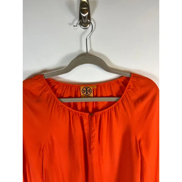 Tory Burch Orange 100% Silk Long Sleeve Blouse Top Style 11111168 Womens‎ Size 2 - Image 4