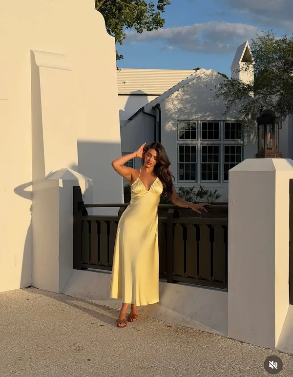 Zara Satin Slip Butter Yellow Maxi Flowy Summer Dress - Image 2