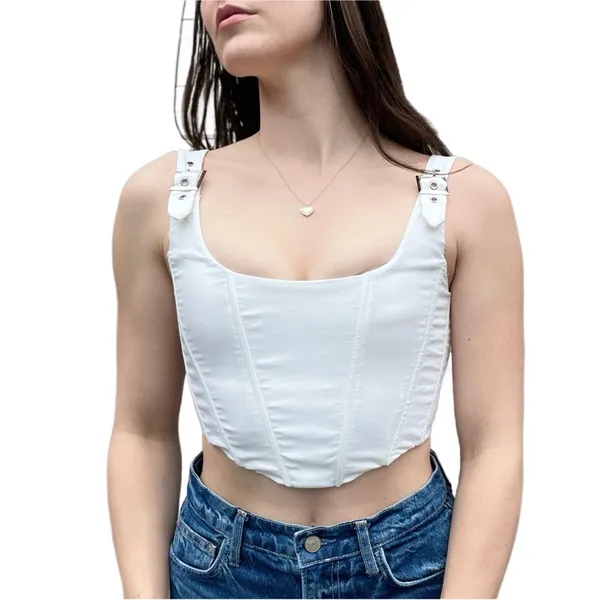 White Fox White Corset Crop Top XS - Image 2