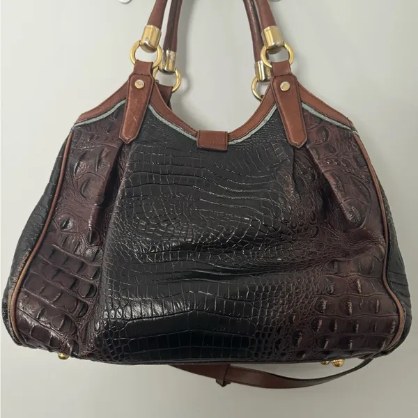 Brahmin Elisa Hobo‎ Sachel Bag Croc Embossed Leather Charm & Tassel - Image 7