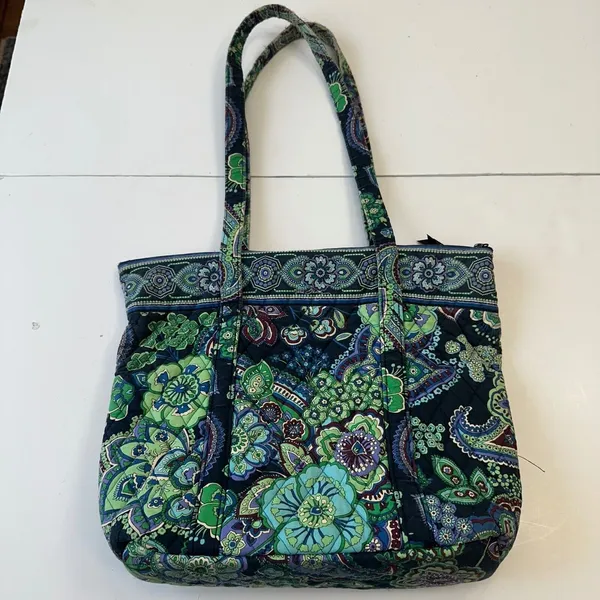 Vera Bradley Tote‎ Bag Quilted Floral Lightweight Travel Carry On Green - Image 5