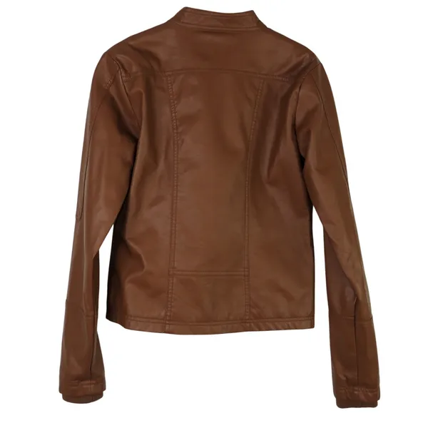 Y2k George Brown Faux Leather Moto Jacket Extra Small Women's Casual Jacket - Image 4