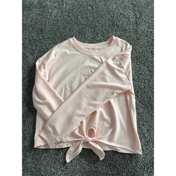 90 Degree by Reflex Sweatshirt Womens M Pink Tie-Front Crew Neck Pullover - Image 3