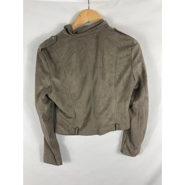 Lulus Faux Suede Brown Zip Up Jacket Size Large - Image 5