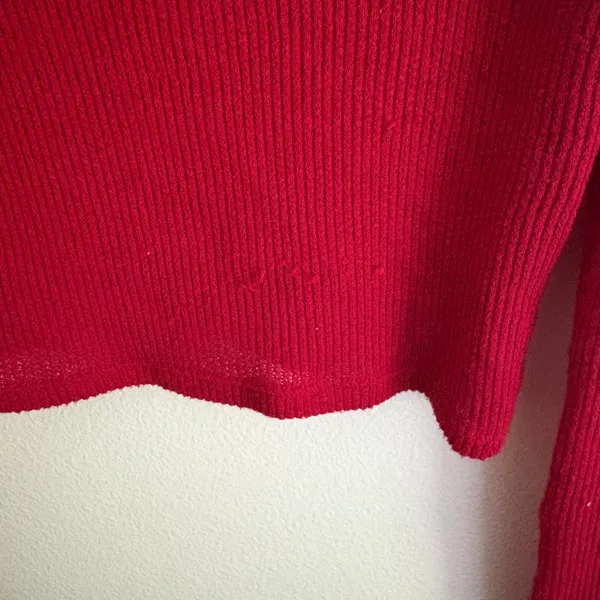Out From Under Urban Outfitters Red Ribbed Long Sleeve Crop Top Small Distressed - Image 5