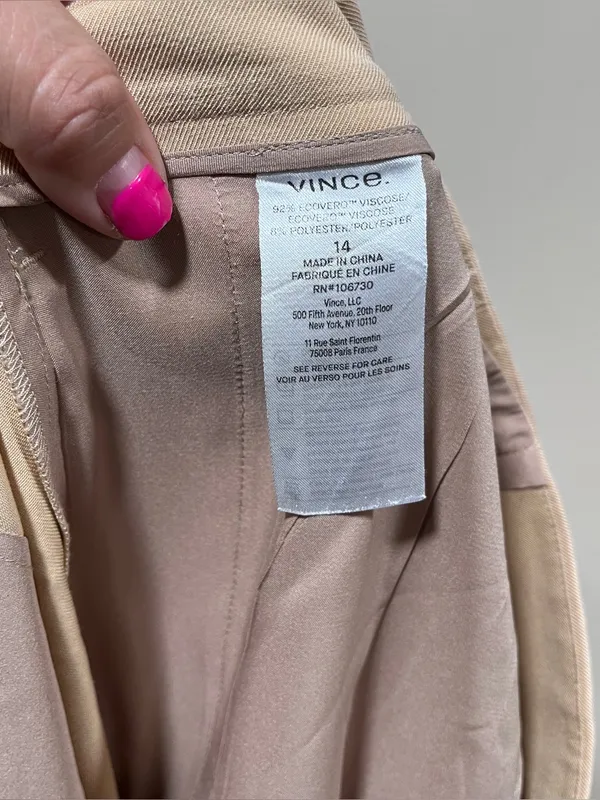 Vince Seam Front Trouser Wide Leg Camel Brown Khaki Size 14 - Image 10