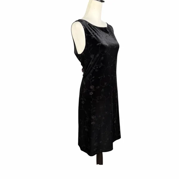 Vintage Y2K Velvet Mini Dress Size Large Black Whimsigoth Holiday Emo Shimmer - Image 4