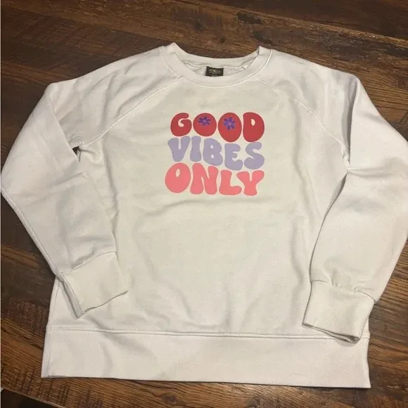 Ladies Small Good Vibes Crew Neck Sweatshirt - Image 6