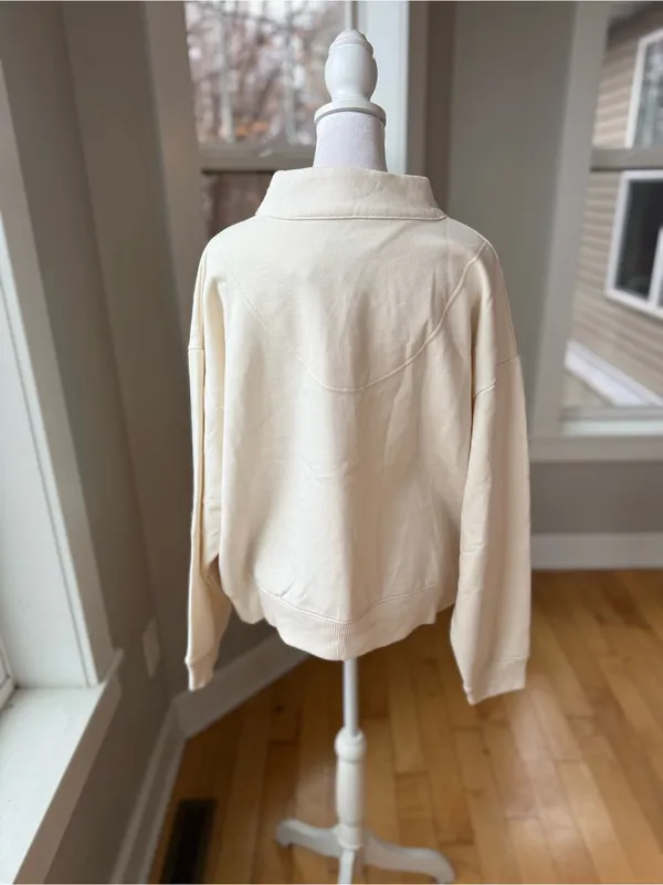 A New Day Ivory Cream Quarter-Zip Cowl Sweatshirt Sz XXL NEW - Image 3