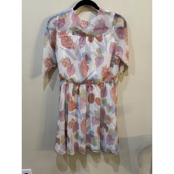 Ted Baker Dress Juleah Ruched Sleeve Dress Size 2 US Size 6 Watercolor Pastel - Image 4