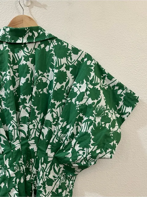 Anthropologie Exquise The Tobie Short-Sleeve Pleated Blouse in Green Size XXS - Image 8