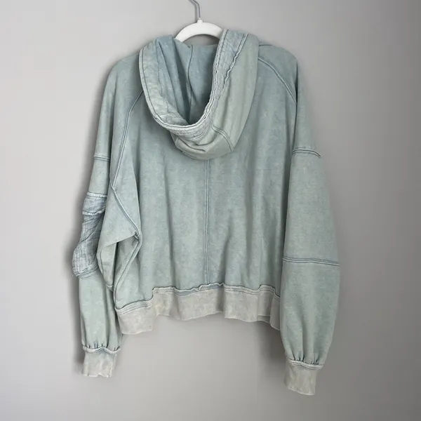 Oli & Hali Size L Acid Wash Light Cargo Patch Hoodie Jacket Boho - Image 8