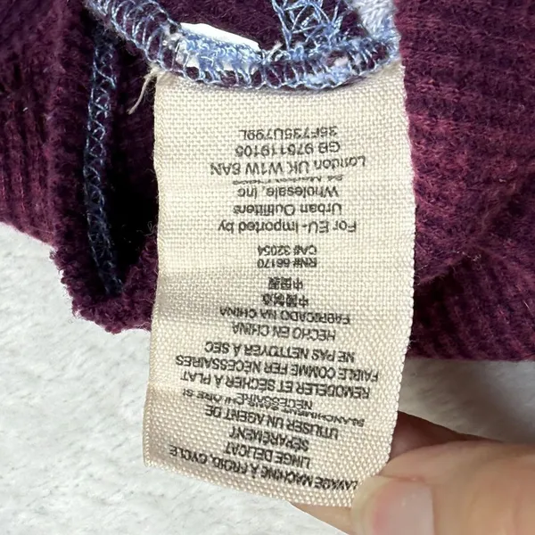 We The Free Free People Blue Burgundy Waffle Knit Thermal Top Small OB554554‎ - Image 6