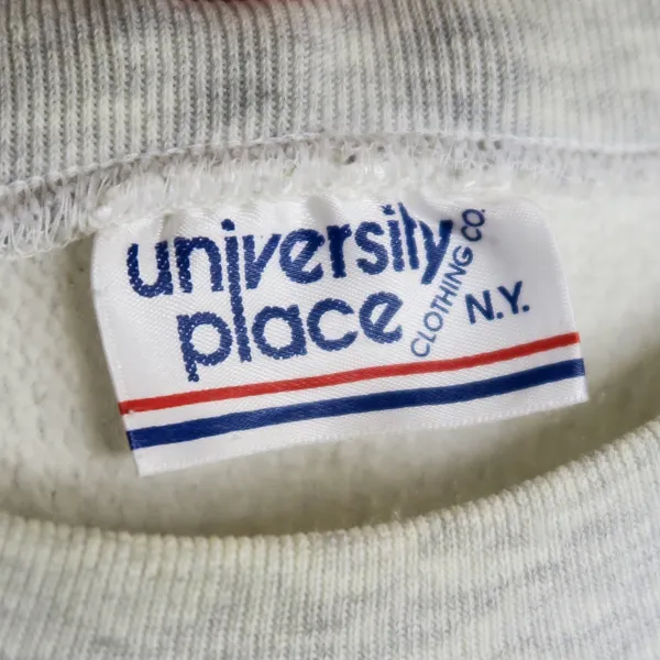 Vintage 90s KU Jayhawks Kansas Gray Pinstripe Sweatshirt - Image 10