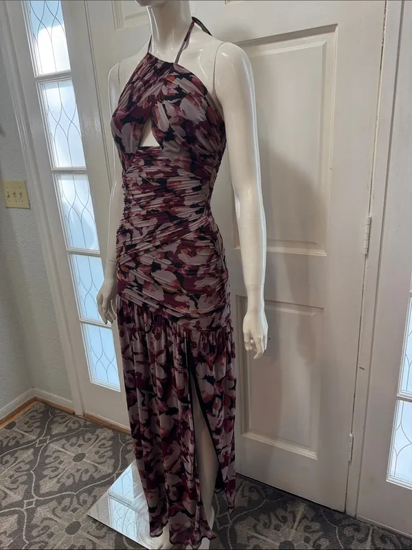 Nicholas Micaela Halter Neck Purple Floral Gown size XSMALL A1 - Image 7
