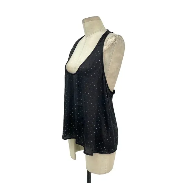 Free People Intimately Black Satin Gold Stud‎ Polka Dot Tank Top Size Large - Image 4