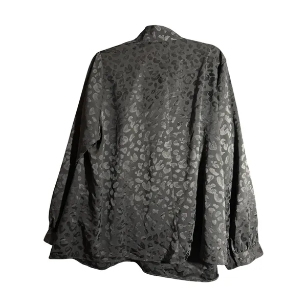 Lane Bryant Womens Black Leopard Jacquard Necktie Blouse Plus 20 Long Sleeve - Image 2