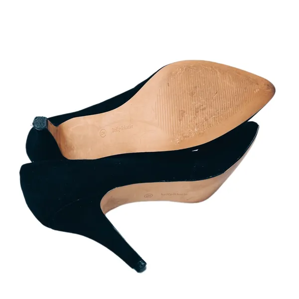 Kelly & Katie Black Suede Pointed-Toe Mid Heel Pumps - Image 7