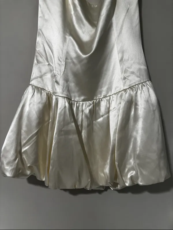 Reformation Babette Silk Mini Dress Bubble Skirt Size 10 - Image 4