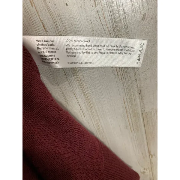 Eileen Fisher Sweater Dress Womens Medium Burgundy Scoop Neck Long Sleeve Knee - Image 4