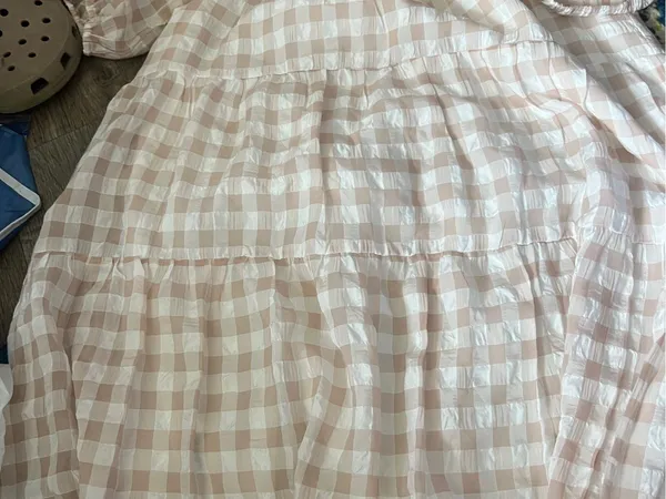 EN SAISON GINGHAM DRESS Size S Tan - Image 12