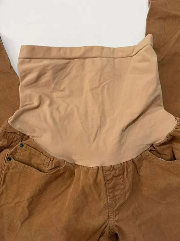 A Pea in the Pod Maternity Tan Brown Corduroy Pants with Secret Fit Belly Panel - Image 5