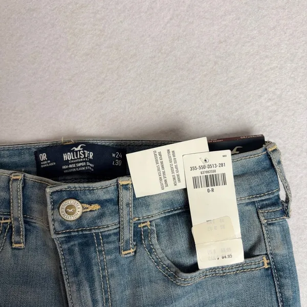 Hollister High Rise Super Skinny Jeans Women’s Size 0 24x30 Distressed NWT Y2K - Image 3