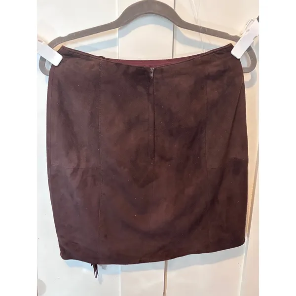 Vintage Laundry Real Suede Fringe Skirt 10 ✨ Brown Leather Western Boho - Image 3