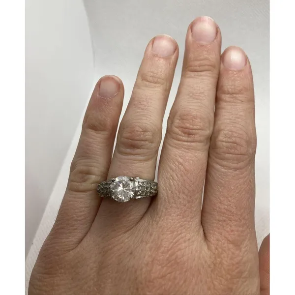 Vintage Round CZ Solitaire & Accents Band‎ Ring Size 5.5 Sterling 925 Silver 6g - Image 8