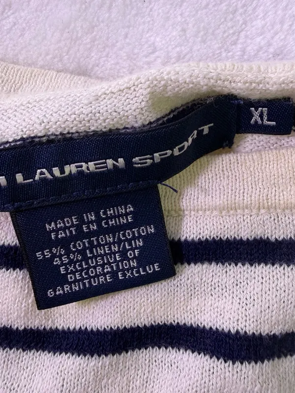 Ralph Lauren Navy and White Striped Long Sleeve Crewneck - Image 6
