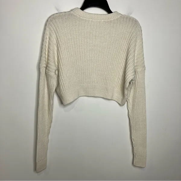 Urban Outfitters cream cropped sweater long sleeve women’s‎ size small modern - Image 6