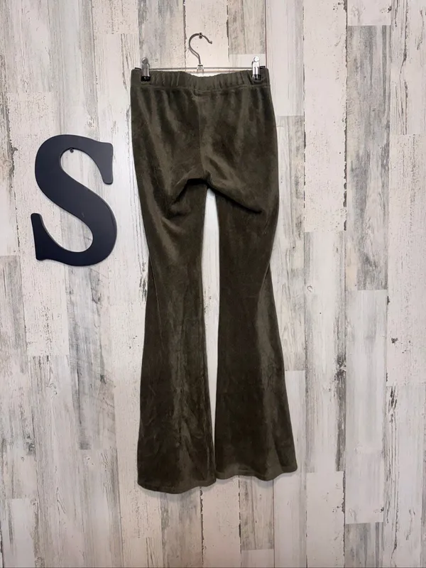 Wild Fable Ribbed Velour Flare Pants Womens XS Olive Green High Rise Lounge - Image 3