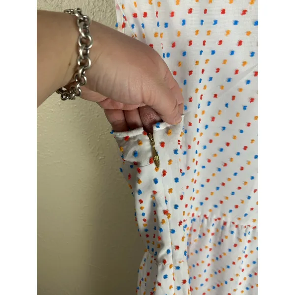 Draper James Size 14 Dress White Colorful Textured Dots Kidcore Clowncore Midi - Image 7