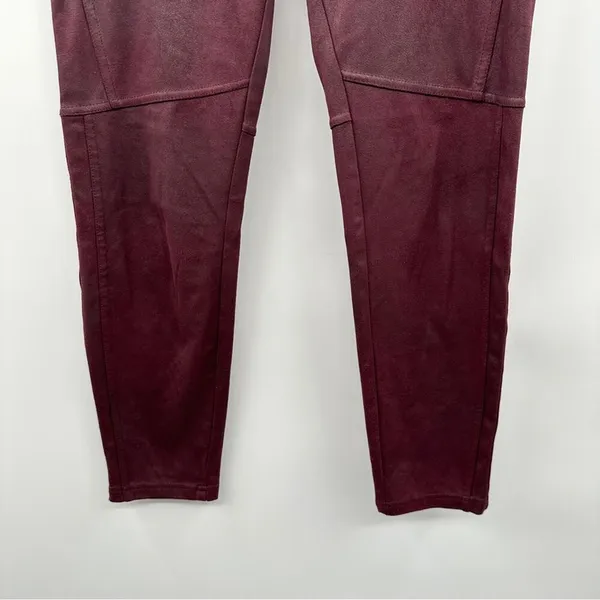 Free People Midnight Burgundy Faux Suede High Rise‎ Ankle Leggings Size S - Image 4