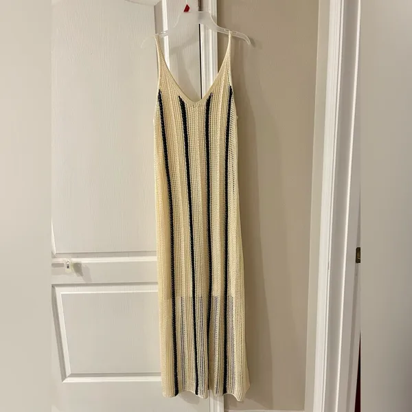 NWT Women's Open Work Maxi Sundress - A New Day Cream/Black Striped - Image 5