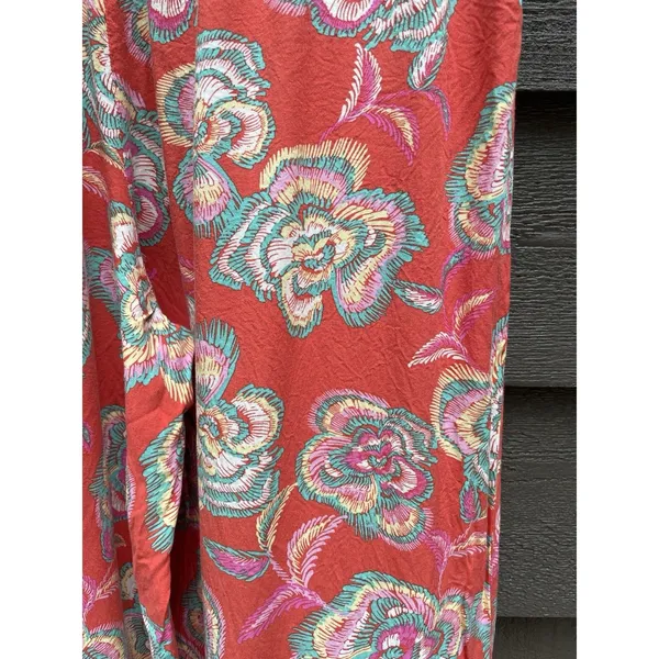 Resort Boho Floral Wide Leg Pants Z Supply Dante Tango Red Cruise Rayon M - Image 15