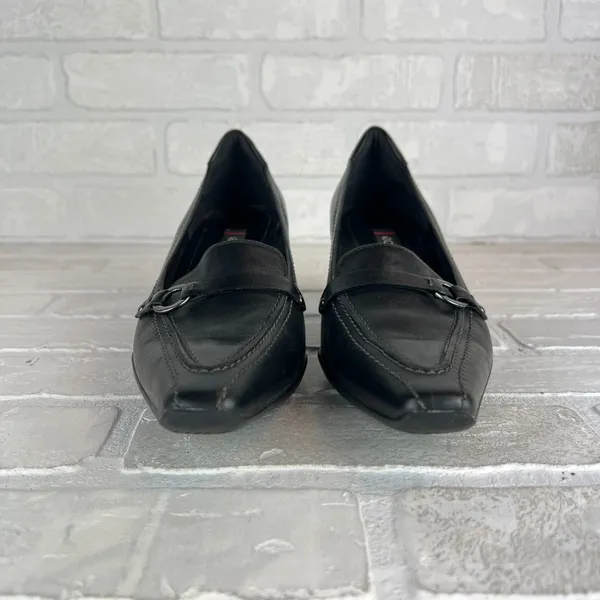 ECCO Loafer Pumps Women 7.5 38 Black Leather Pointed Toe Block Heel Strap Office - Image 6