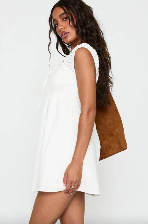 Princess Polly Gentle Love White Lace Trim Mini Dress 6 NWT - Image 4