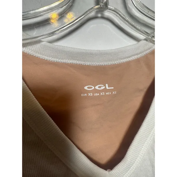 OGL Move Womens White Ribbed V-Neck Tank Top Sleeveless Camisole Knit Shirt XS - Image 3